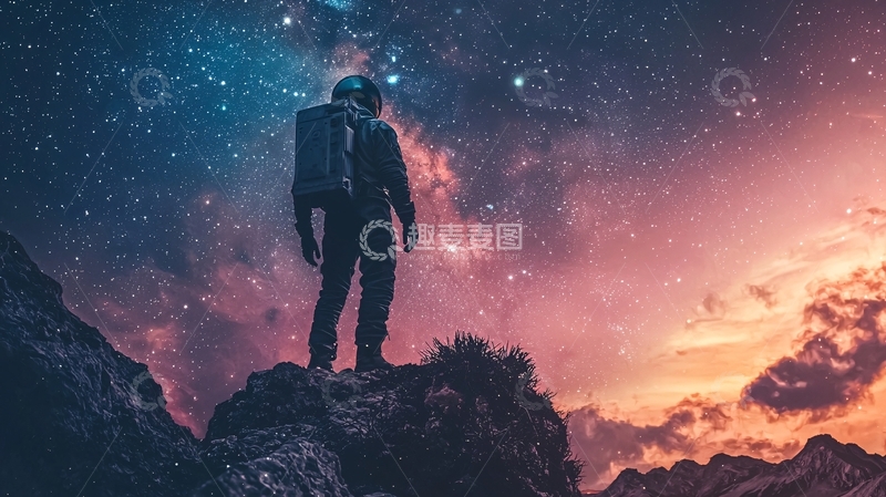 高清大图下载【趣麦麦图】宇航员太空星空背景