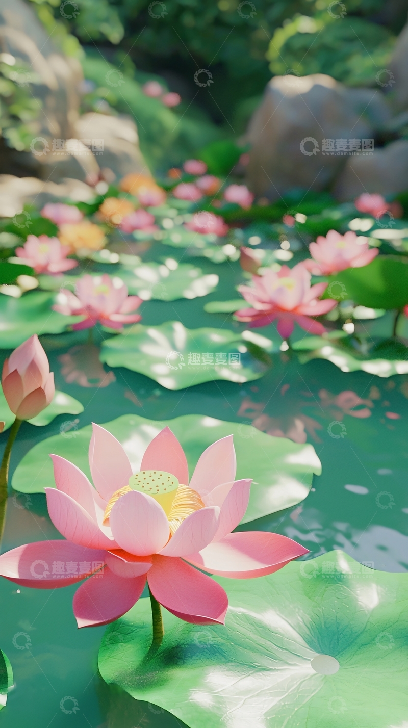 高清大图下载【趣麦麦图】粉色莲花