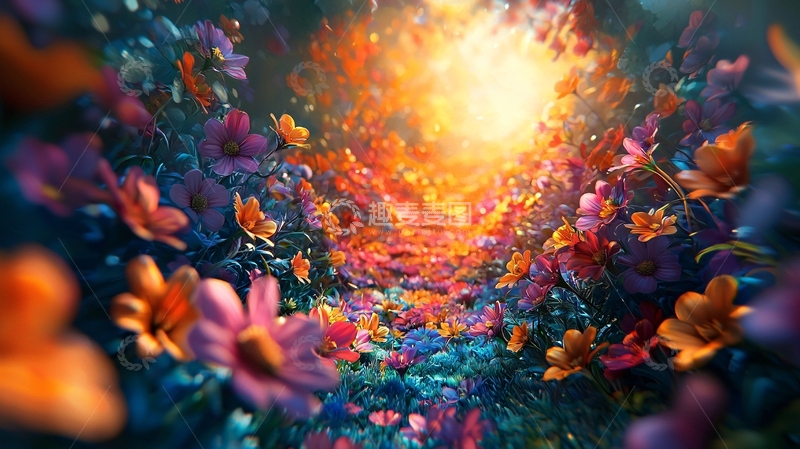 高清大图下载【趣麦麦图】鲜花盛开的梦幻场景