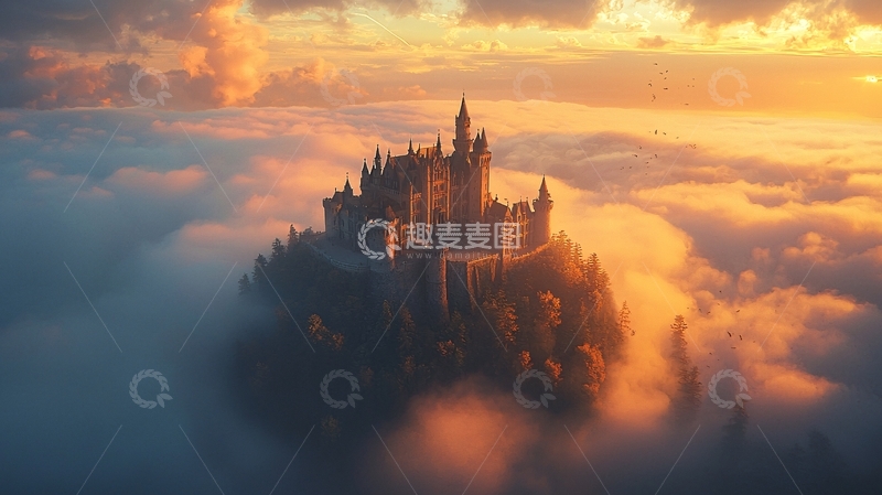 高清大图下载【趣麦麦图】云雾缭绕的城堡