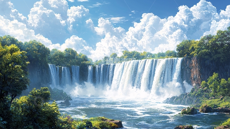 高清大图下载【趣麦麦图】壮丽瀑布飞流直下