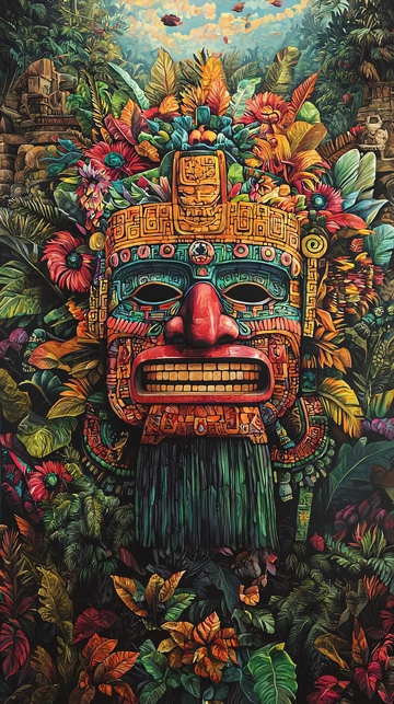 色彩斑斓的玛雅面具