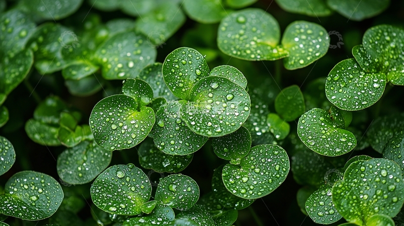 高清大图下载【趣麦麦图】绿叶上的水珠特写