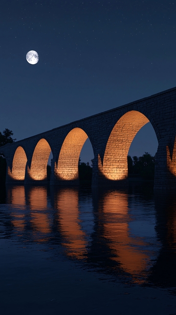 夜色下的拱桥