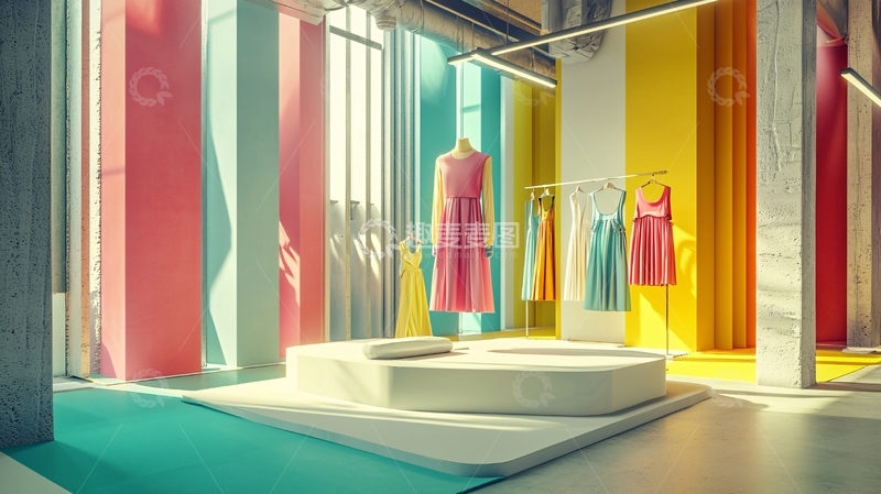 高清大图下载【趣麦麦图】彩色服装店
