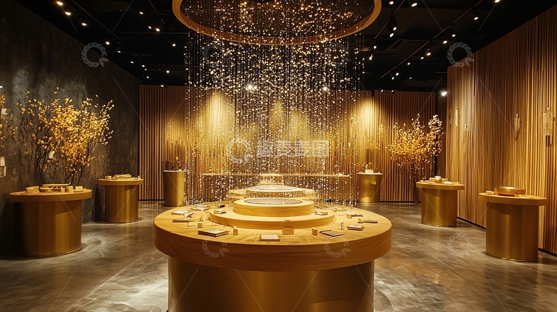 高清大图下载【趣麦麦图】金色奢华珠宝展示厅