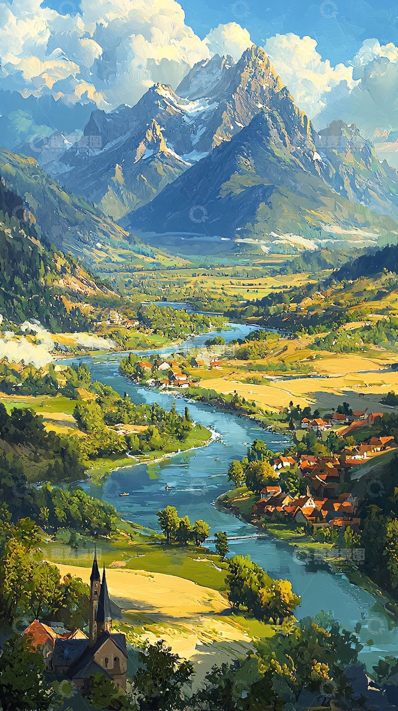 高清大图下载【趣麦麦图】山河壮丽的田园风光