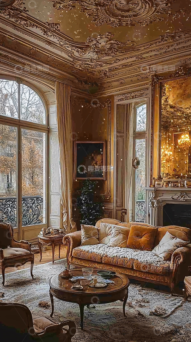 高清大图下载【趣麦麦图】豪华法式客厅装饰