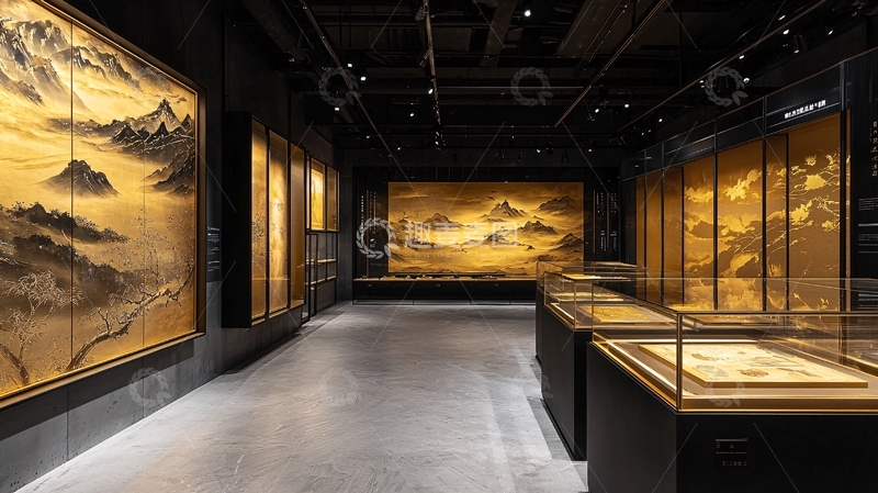 高清大图下载【趣麦麦图】金色画作的博物馆展览