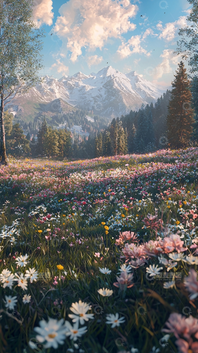 高清大图下载【趣麦麦图】高山花海