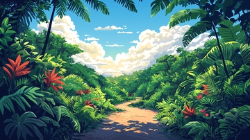 茂密热带雨林风景