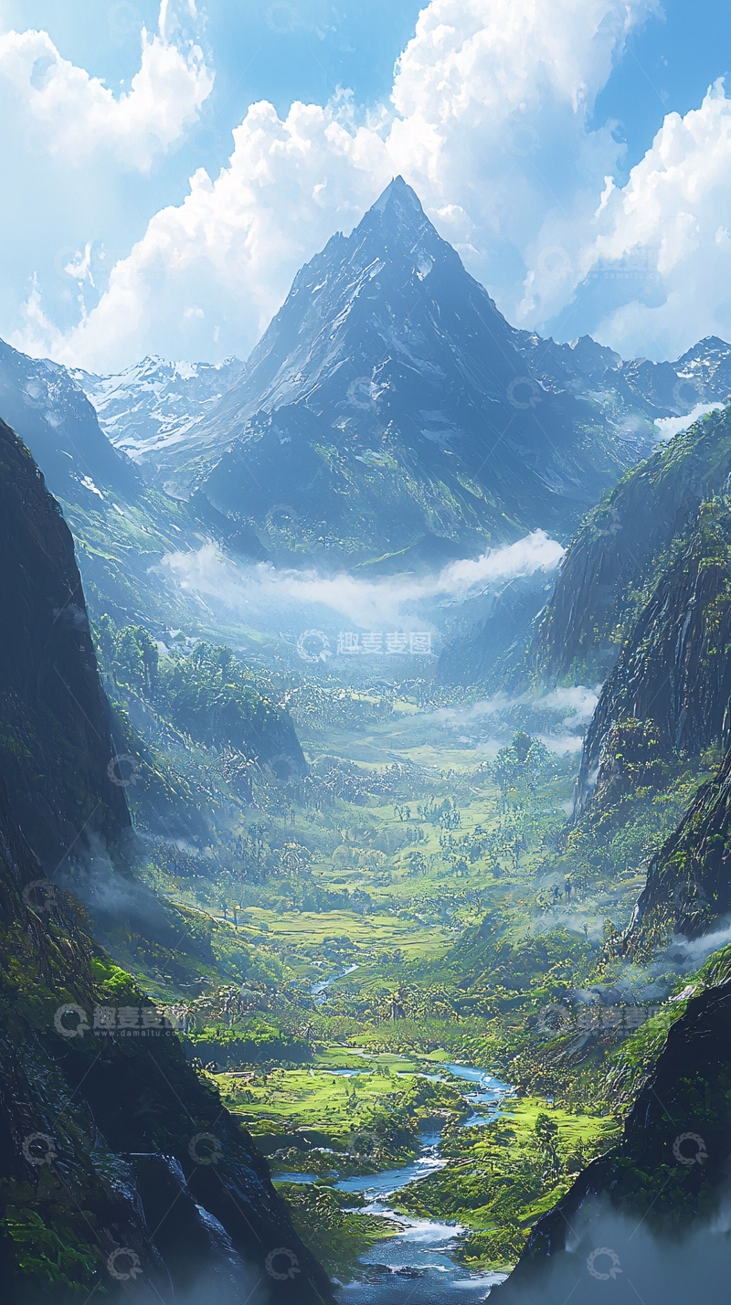 高清大图下载【趣麦麦图】云雾缭绕的山谷风光