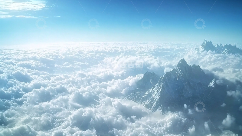 高清大图下载【趣麦麦图】云海之上的雪山