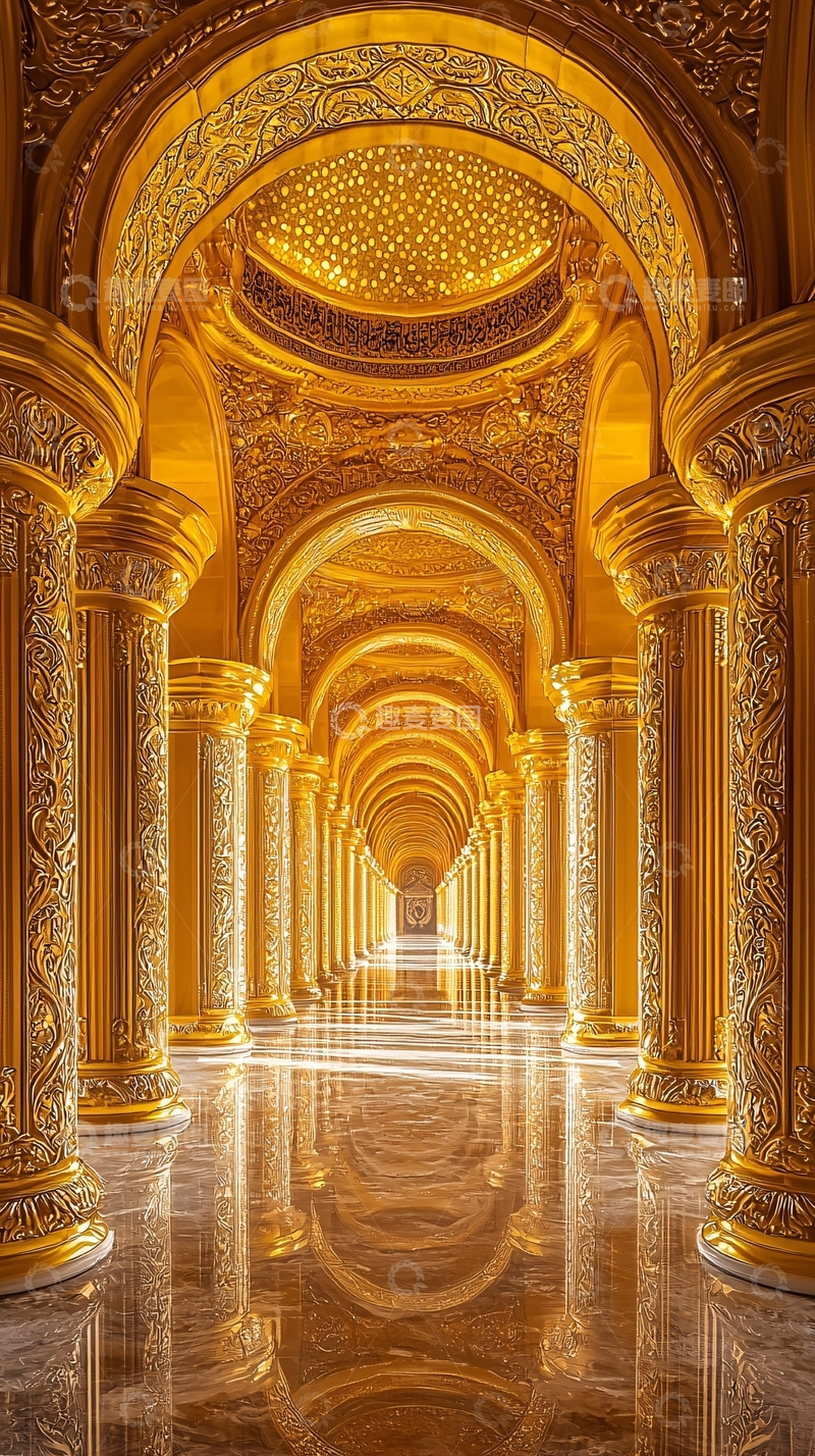 高清大图下载【趣麦麦图】金色拱形长廊