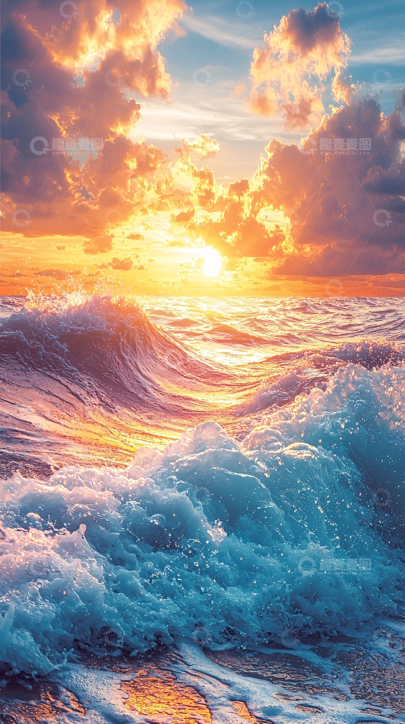高清大图下载【趣麦麦图】壮丽的日落海景