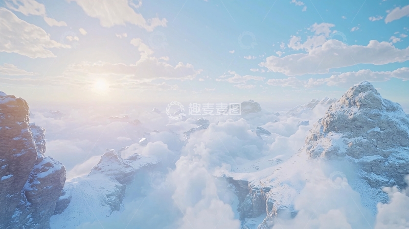 高清大图下载【趣麦麦图】云海雪山日出