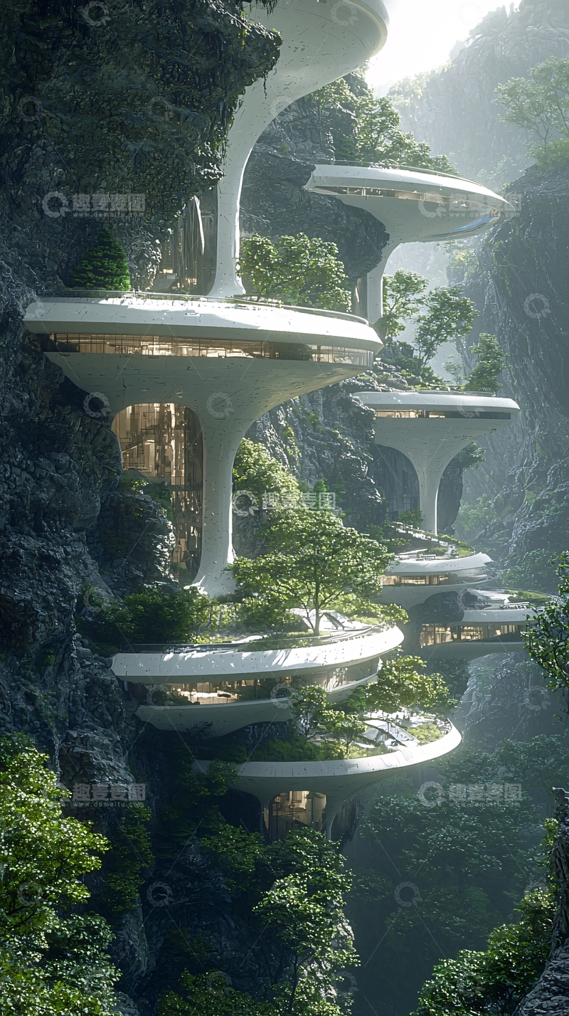 高清大图下载【趣麦麦图】未来主义山间住宅