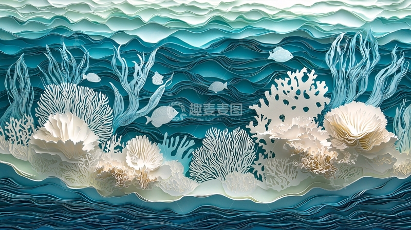 高清大图下载【趣麦麦图】水下珊瑚礁与鱼群的景象