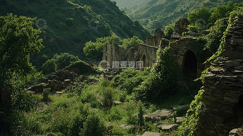 高清大图下载【趣麦麦图】山谷中的古老废墟