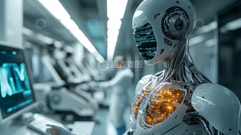 高清大图下载【趣麦麦图】未来实验室中的机器人