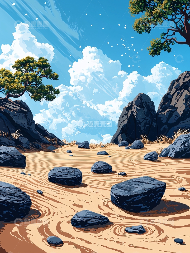 高清大图下载【趣麦麦图】日式庭院风格风景图