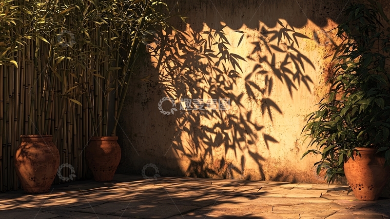 高清大图下载【趣麦麦图】竹影墙