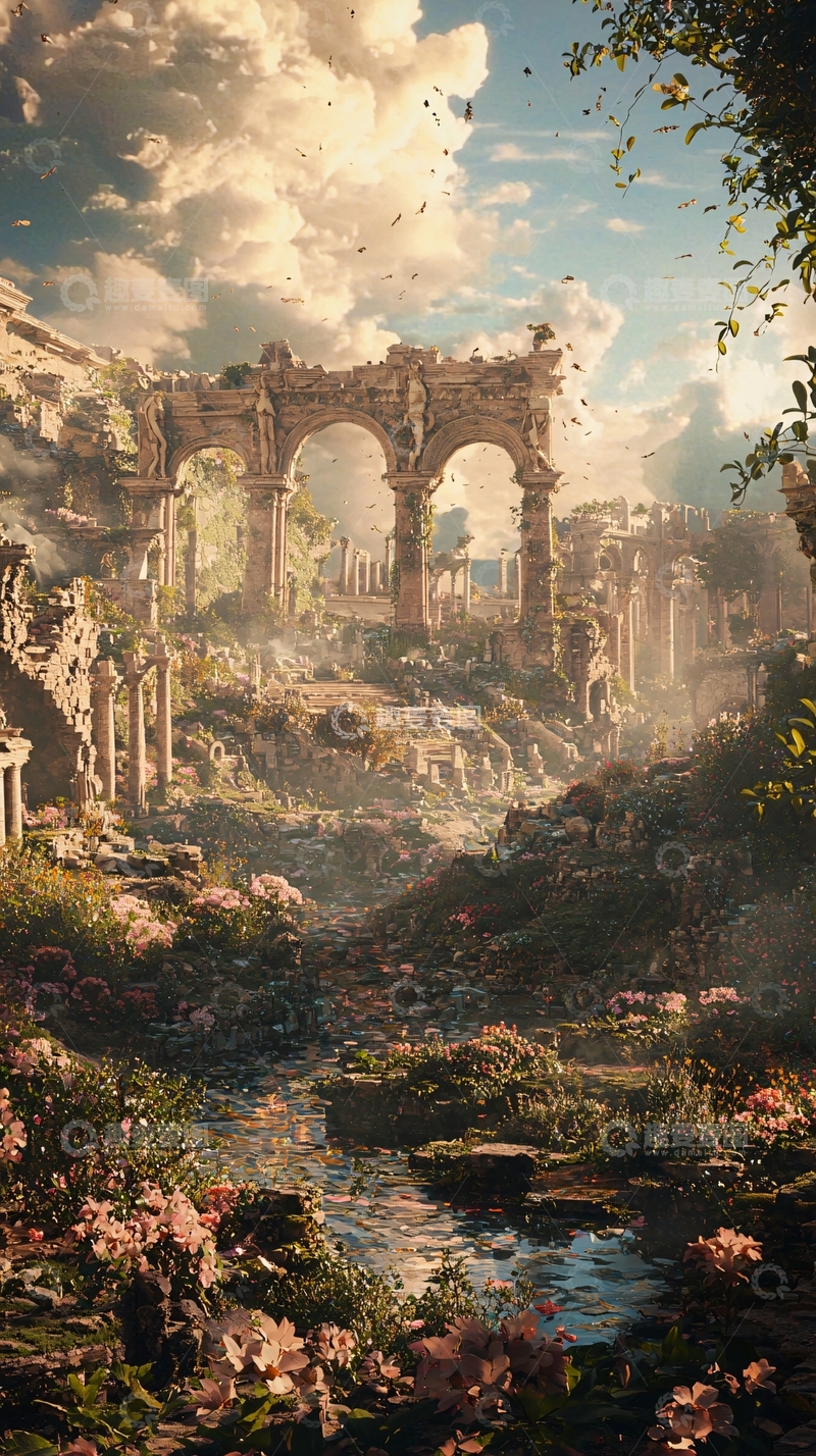 高清大图下载【趣麦麦图】废墟中的古老拱门