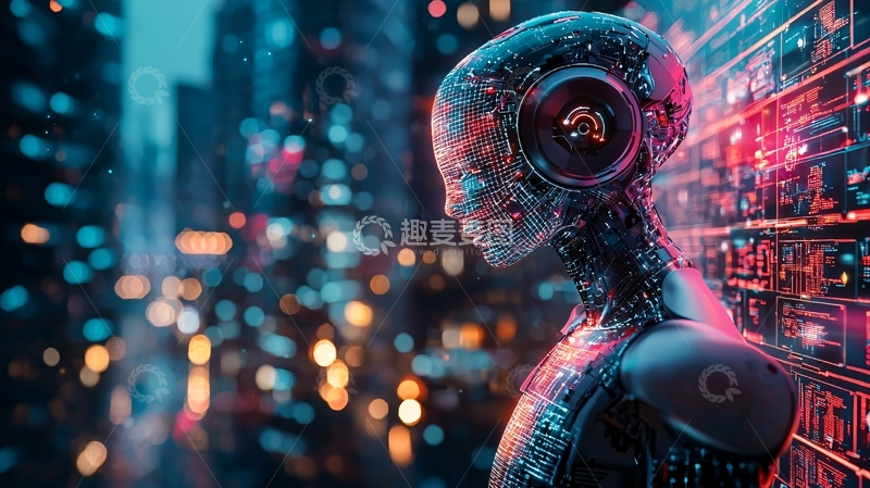 高清大图下载【趣麦麦图】未来城市中的机器人