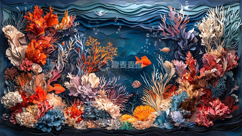 高清大图下载【趣麦麦图】水下珊瑚礁群像