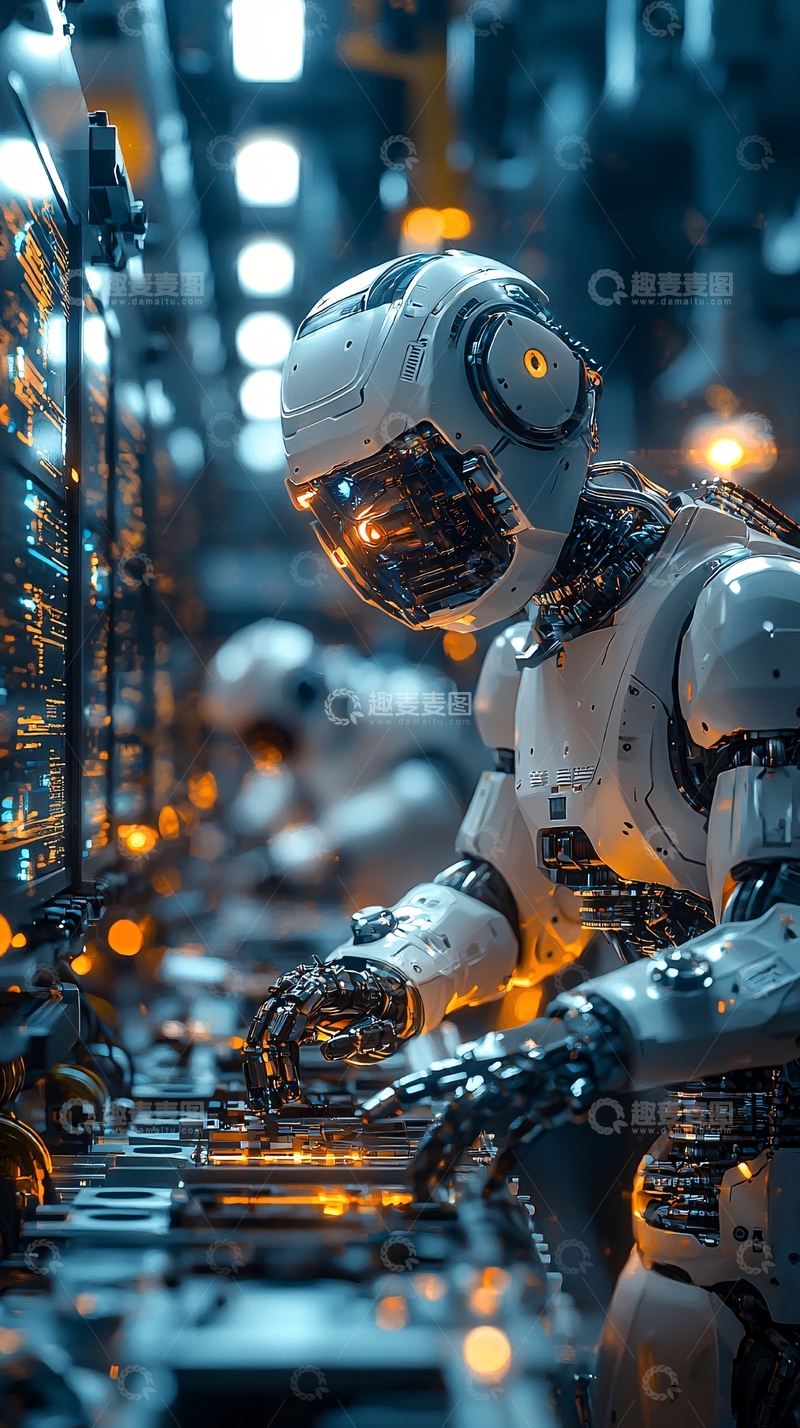 高清大图下载【趣麦麦图】未来工厂中机器人在工作