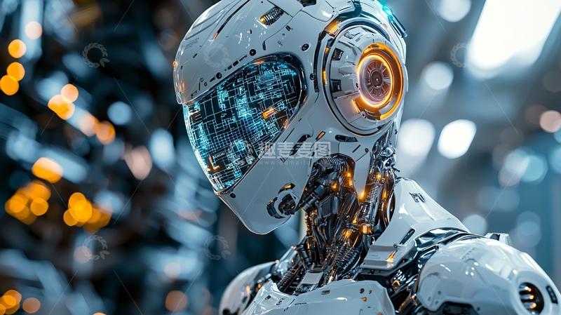 高清大图下载【趣麦麦图】未来科技感机器人头部特写