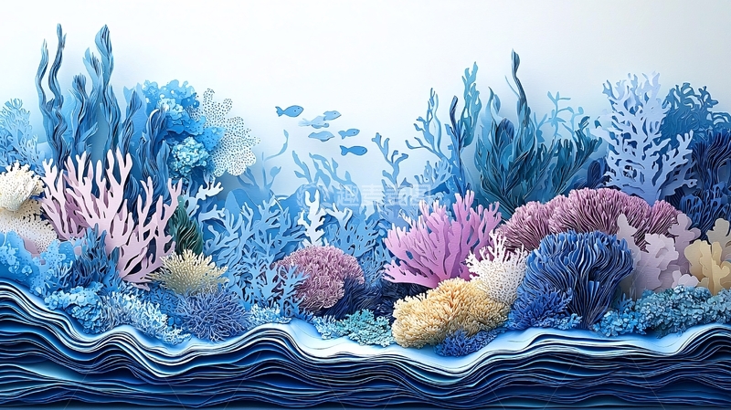 高清大图下载【趣麦麦图】梦幻蓝色珊瑚礁