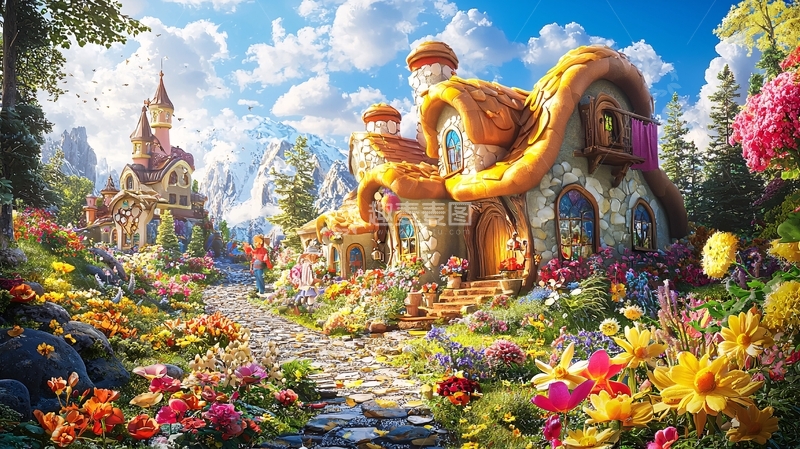 高清大图下载【趣麦麦图】童话蘑菇屋村庄