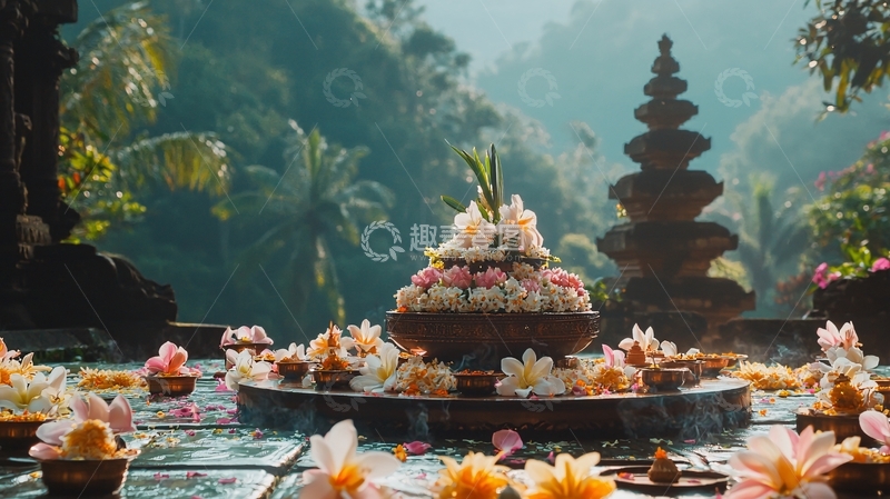 高清大图下载【趣麦麦图】巴厘岛神庙祭祀场景