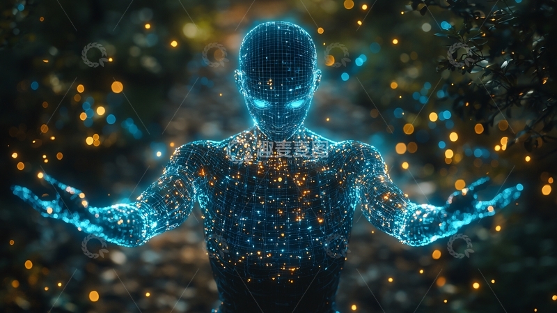 高清大图下载【趣麦麦图】蓝色发光人形