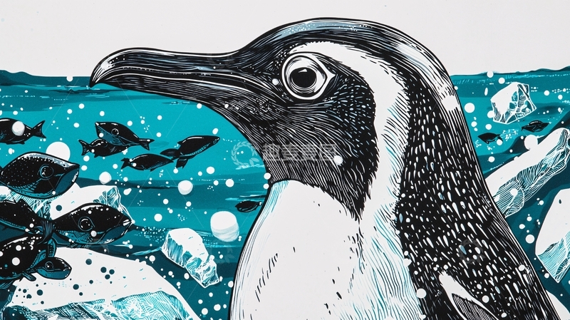 高清大图下载【趣麦麦图】企鹅海洋塑料污染