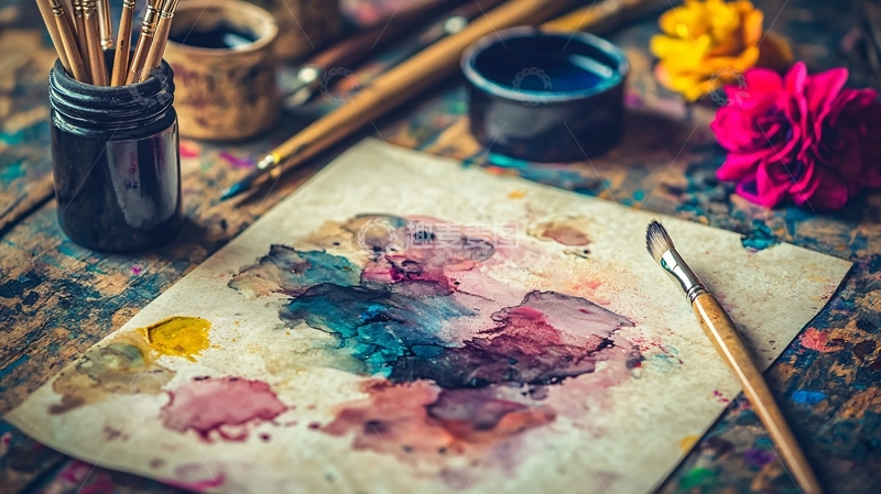 高清大图下载【趣麦麦图】绘画颜料调色板