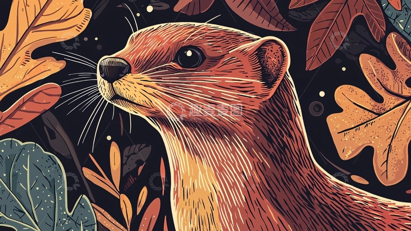 高清大图下载【趣麦麦图】灵活的黄鼠狼贴纸