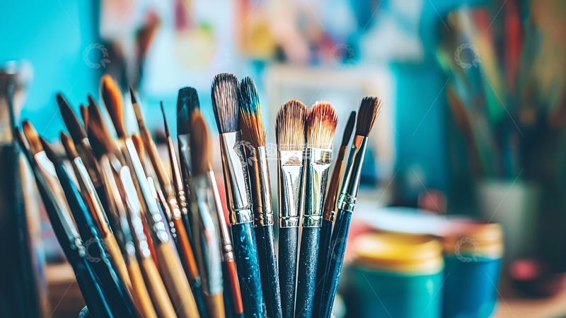 高清大图下载【趣麦麦图】各种颜色的绘画画笔特写