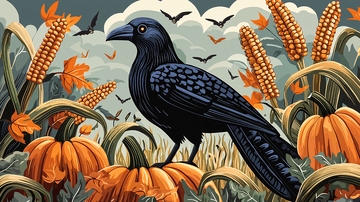 秋季乌鸦南瓜玉米