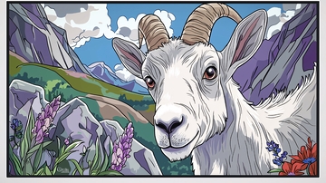 山羊水彩画