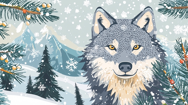 高清大图下载【趣麦麦图】雪地里的灰狼