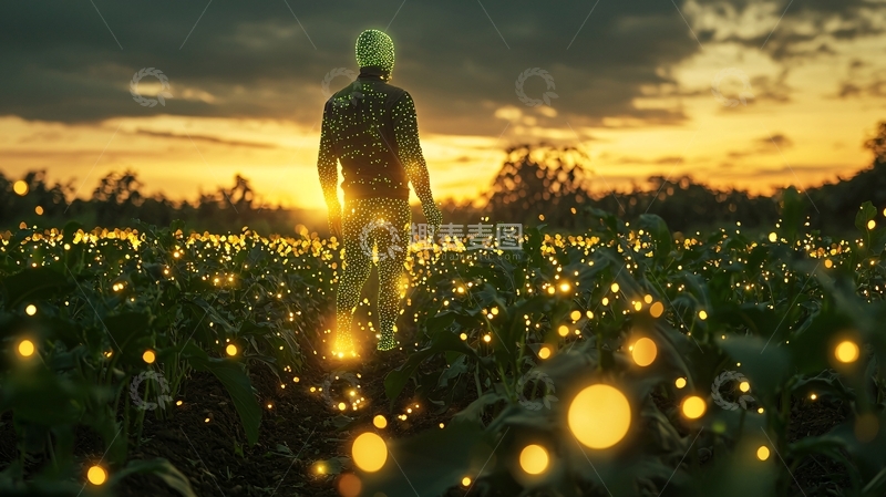 高清大图下载【趣麦麦图】田野上的孤身身影