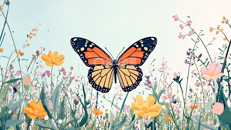 高清大图下载【趣麦麦图】蝴蝶花田