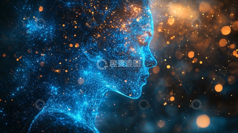 高清大图下载【趣麦麦图】抽象女性蓝色能量体