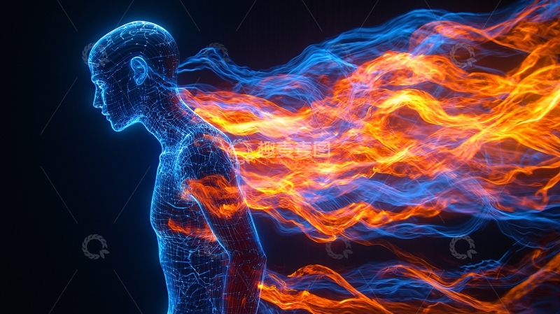 高清大图下载【趣麦麦图】人体轮廓燃烧火焰特效