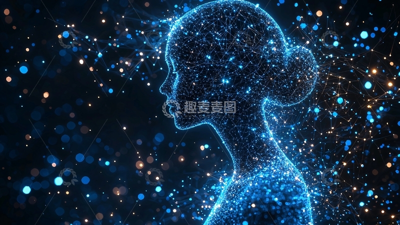 高清大图下载【趣麦麦图】蓝色星光勾勒出的女性剪影