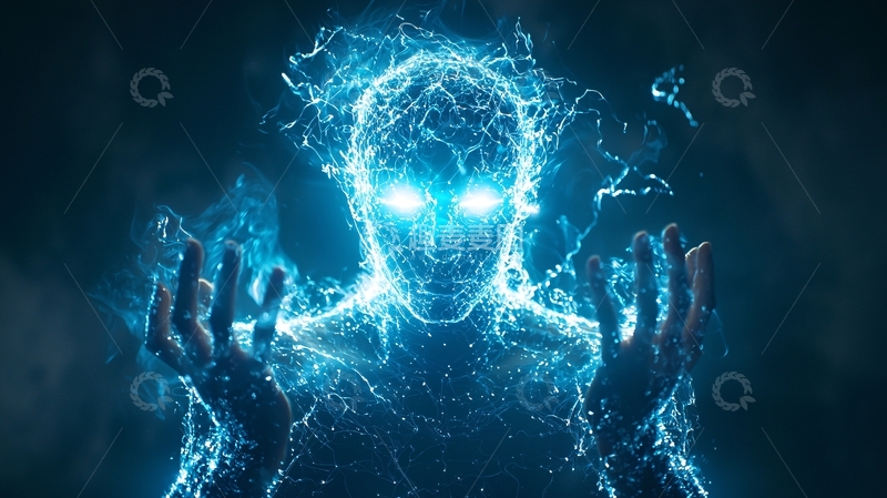 高清大图下载【趣麦麦图】蓝色电能人像