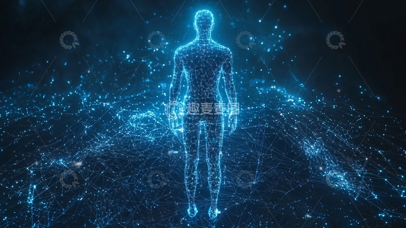 高清大图下载【趣麦麦图】蓝色科技感人体轮廓