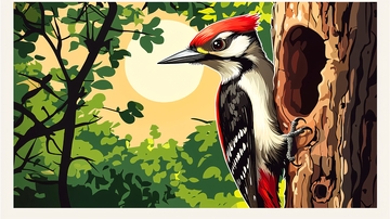 啄木鸟树洞森林风景